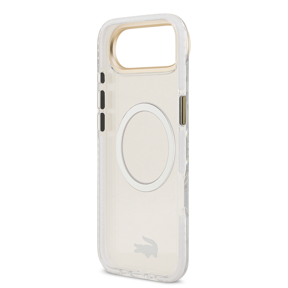 Apple iPhone 17 Air Kılıf Lacoste Orjinal Lisanslı M-safe Şarj Özellikli Gold Timsah Logolu Buzlu Kapak - 10