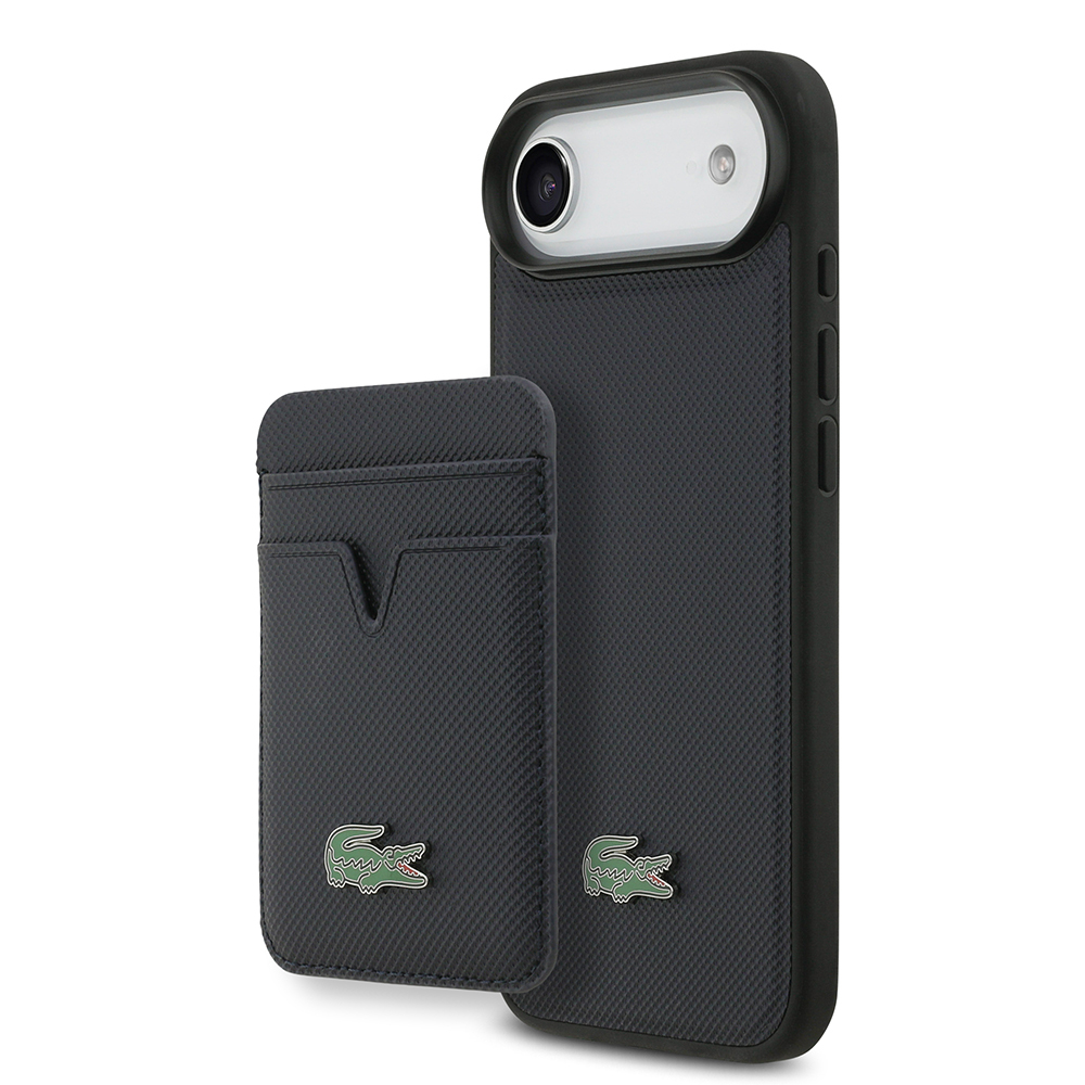 Apple iPhone 17 Air Kılıf Lacoste Orjinal Lisanslı M-safe Şarj Özellikli PU Pike Desenli Metal Logolu Kartlıklı Kapak - 1