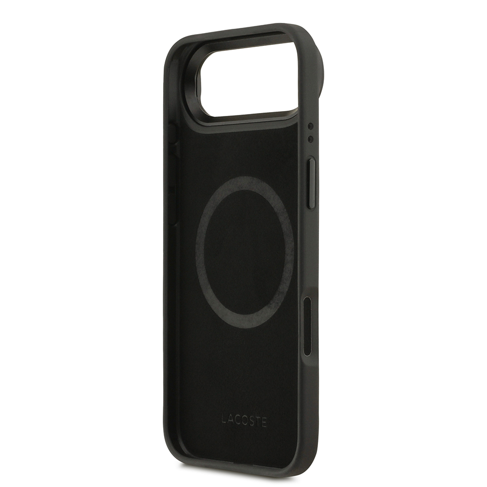 Apple iPhone 17 Air Kılıf Lacoste Orjinal Lisanslı M-safe Şarj Özellikli Standlı PU Deri Karışık Monogram Desenli Kapak - 8