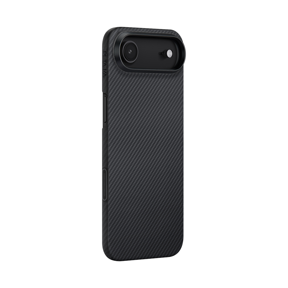 Apple iPhone 17 Air Kılıf M-safe Şarj Özellikli 1500D Aramid Fiber Pitaka Ultra-Slim Classic Serisi Black-Grey Twill Kapak - 3