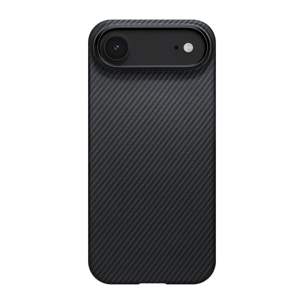 Apple iPhone 17 Air Kılıf M-safe Şarj Özellikli 1500D Aramid Fiber Pitaka Ultra-Slim Classic Serisi Black-Grey Twill Kapak - 1