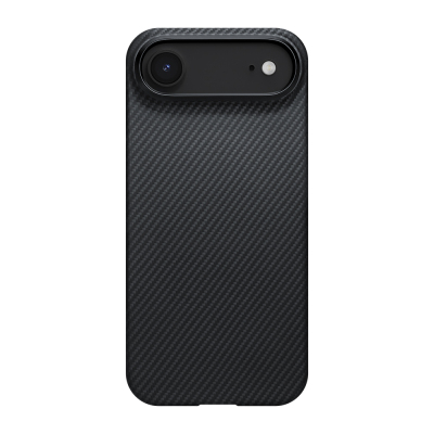 Apple iPhone 17 Air Kılıf M-safe Şarj Özellikli 1500D Aramid Fiber Pitaka Ultra-Slim Classic Serisi Black-Grey Twill Kapak Siyah-Gri