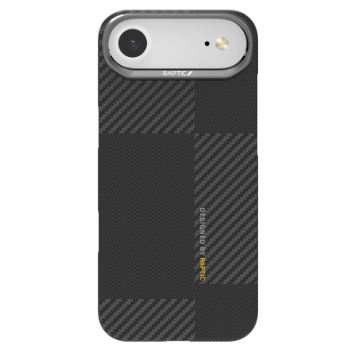 Apple iPhone 17 Air Kılıf M-safe Şarj Özellikli 600D Metal Kamera Çerçeveli Raptic Aramid Fiber Geotik Serisi Kapak Siyah
