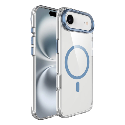 Apple iPhone 17 Air Kılıf M-safe Şarj Özellikli Airbagli Kamera Standlı Zore Azor Kapak Lacivert