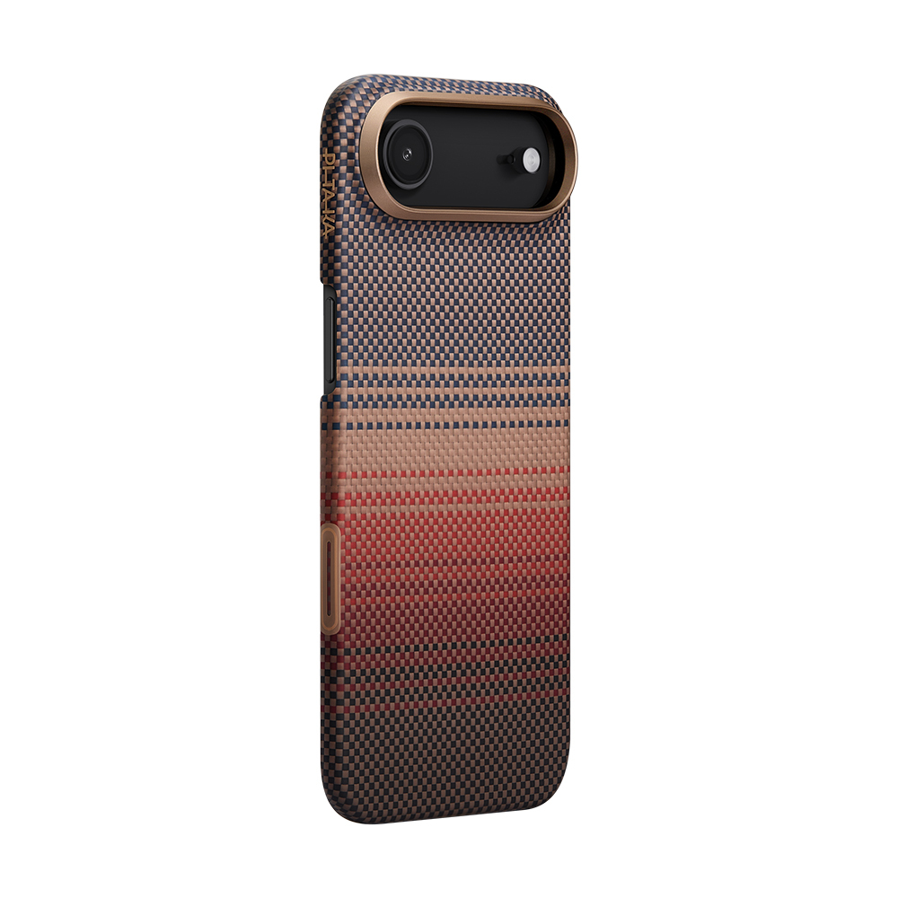 Apple iPhone 17 Air Kılıf M-safe Şarj Özellikli Aramid Fiber Pitaka Tactile Woven Sunset-Moonrise Serisi Sunset Kapak - 4