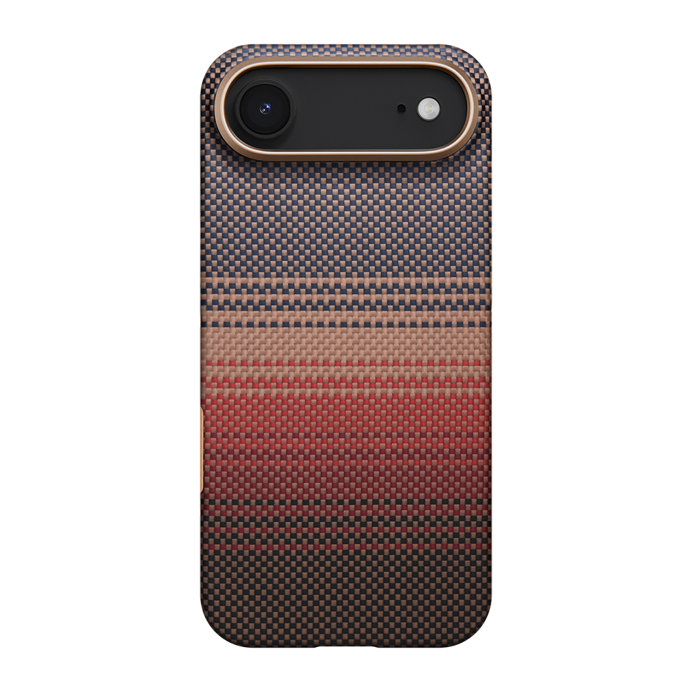 Apple iPhone 17 Air Kılıf M-safe Şarj Özellikli Aramid Fiber Pitaka Tactile Woven Sunset-Moonrise Serisi Sunset Kapak - 2