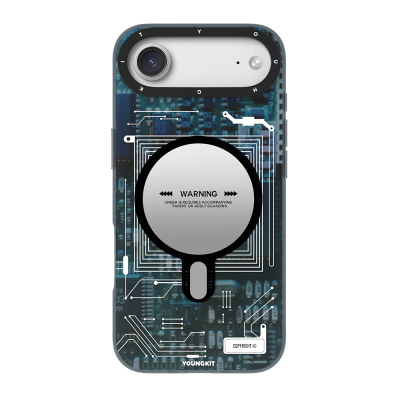 Apple iPhone 17 Air Kılıf M-safe Şarj Özellikli Kamera Denetim Butonlu Youngkit Technology Serisi Kapak Mavi