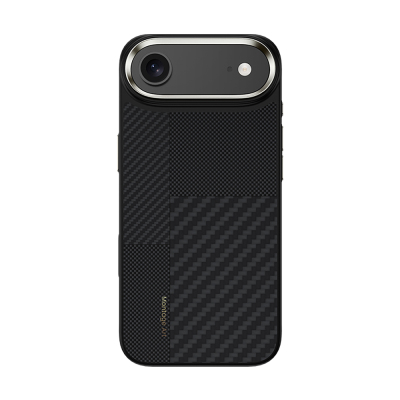 Apple iPhone 17 Air Kılıf M-safe Şarj Özellikli Karbon Fiber Benks Montage Hybrid ArmorPro Kevlar Kapak Siyah