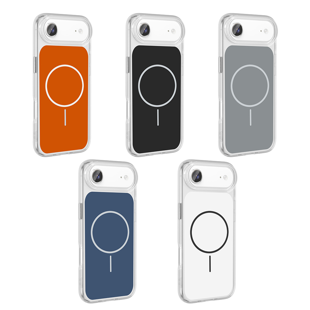 Apple iPhone 17 Air Kılıf M-Safe Şarj Özellikli Metal Buton Tasarımlı Zore İkonik Sert Silikon Kapak - 17