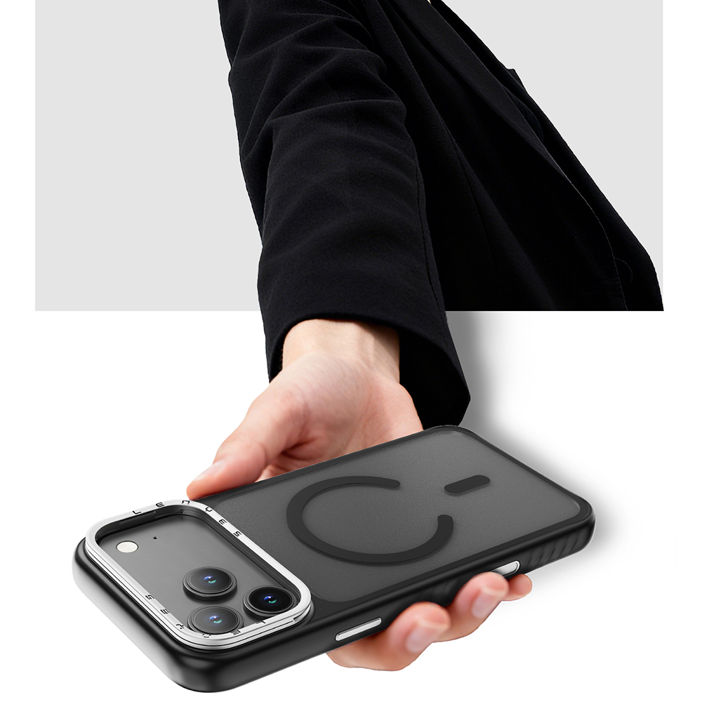 Apple iPhone 17 Air Kılıf M-safe Şarj Özellikli Metal Kamera Standlı Lenyes CK226 PC Kapak - 7