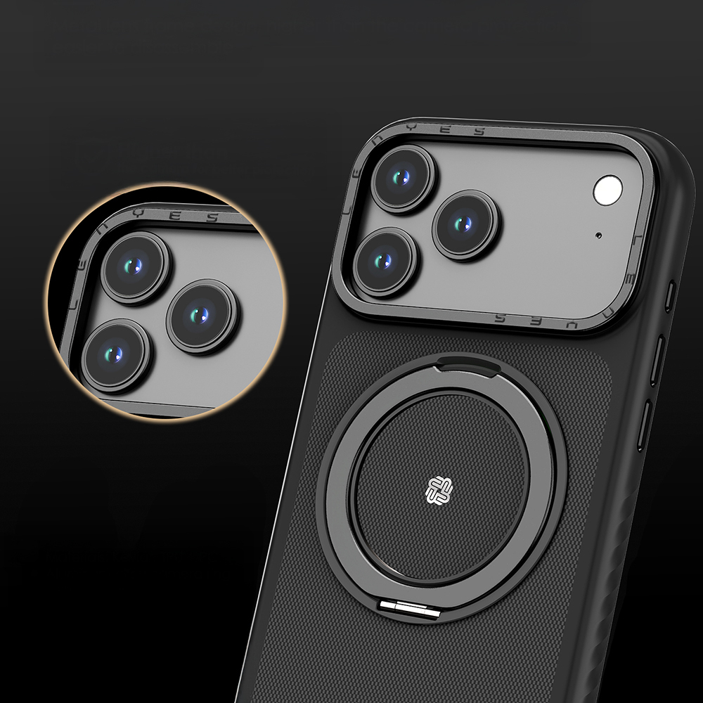 Apple iPhone 17 Air Kılıf M-safe Şarj Özellikli Metal Standlı Lenyes CK225 Kevlar Kapak - 5