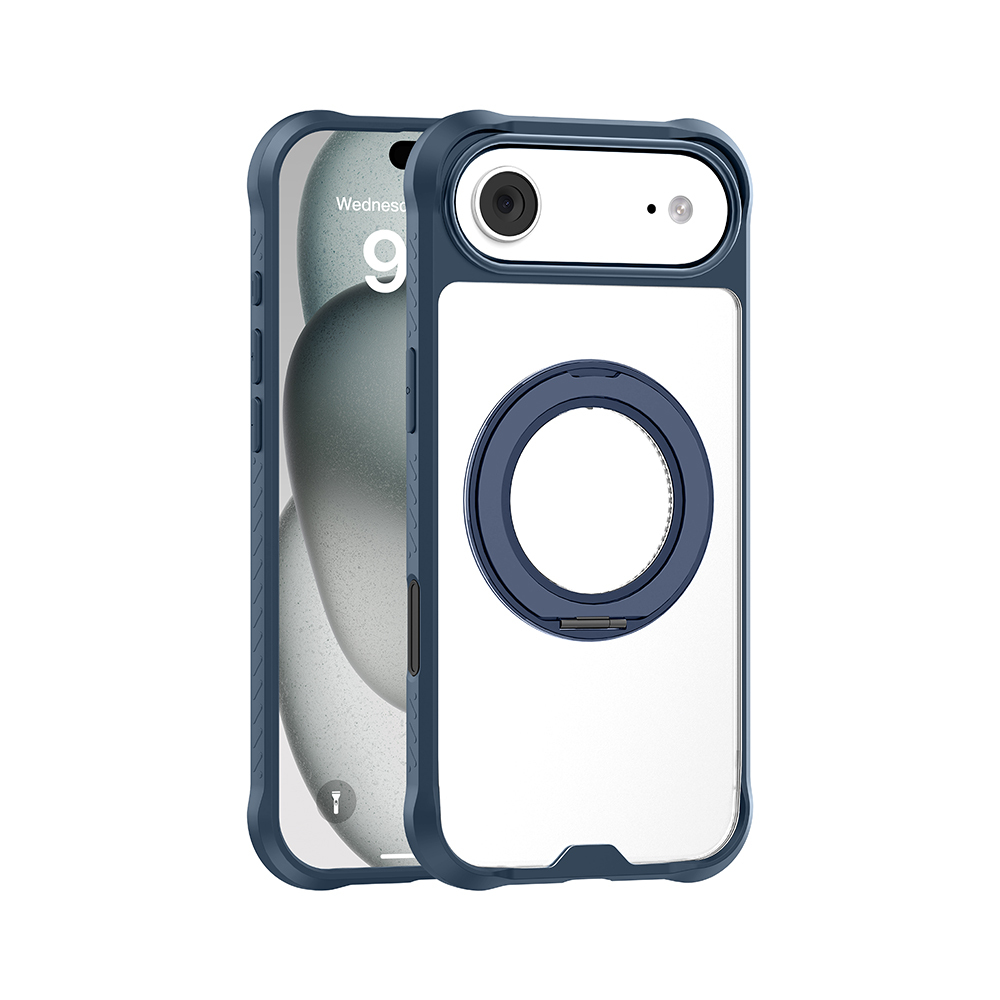 Apple iPhone 17 Air Kılıf M-safe Şarj Özellikli Parmak Ring Standlı Airbag Tasarımlı Mutural Obsidian Serisi Kapak - 1