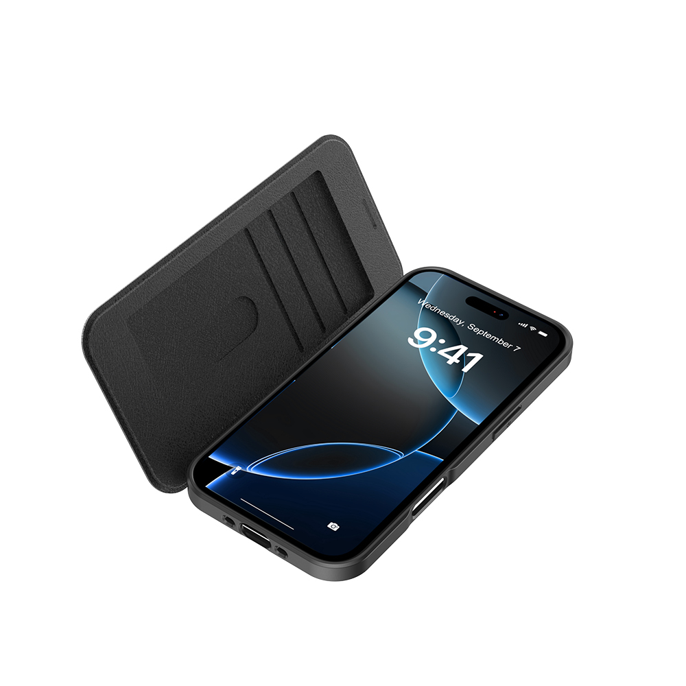 Apple iPhone 17 Air Kılıf M-Safe Şarj Özellikli Raptic Air Folio Şeffaf Kartlıklı Kapaklı Kılıf - 7
