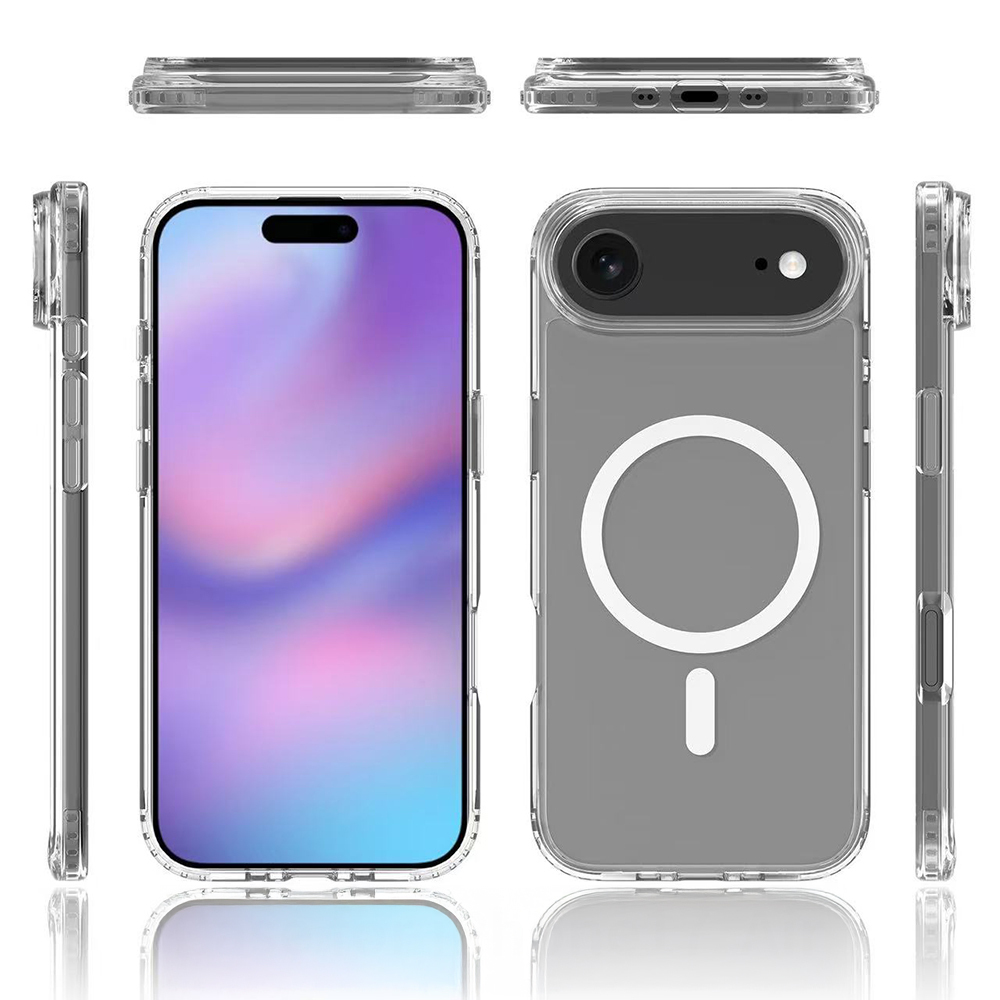 Apple iPhone 17 Air Kılıf M-safe Şarj Özellikli Şeffaf Sert PC Zore Embos Kapak - 4
