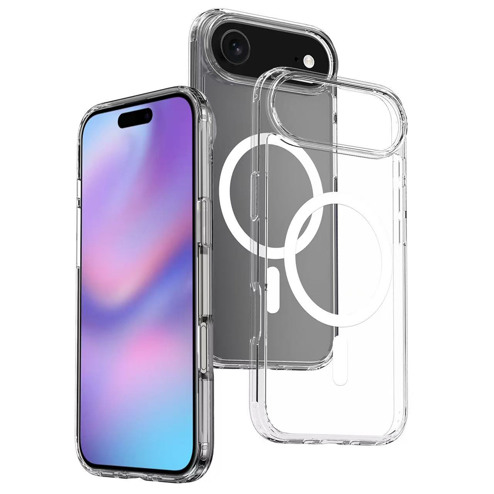 Apple iPhone 17 Air Kılıf M-safe Şarj Özellikli Şeffaf Sert PC Zore Embos Kapak - 2