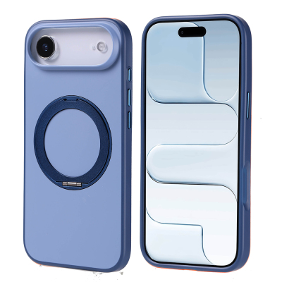 Apple iPhone 17 Air Kılıf M-Safe Şarj Özellikli Standlı Zore Proton Silikon Kapak Lacivert