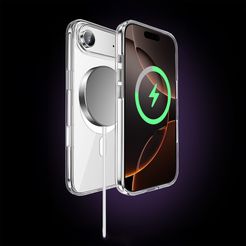 Apple iPhone 17 Air Kılıf M-safe Şarj Özellikli Transparan Sert PC Wlons Pita Kapak - 10