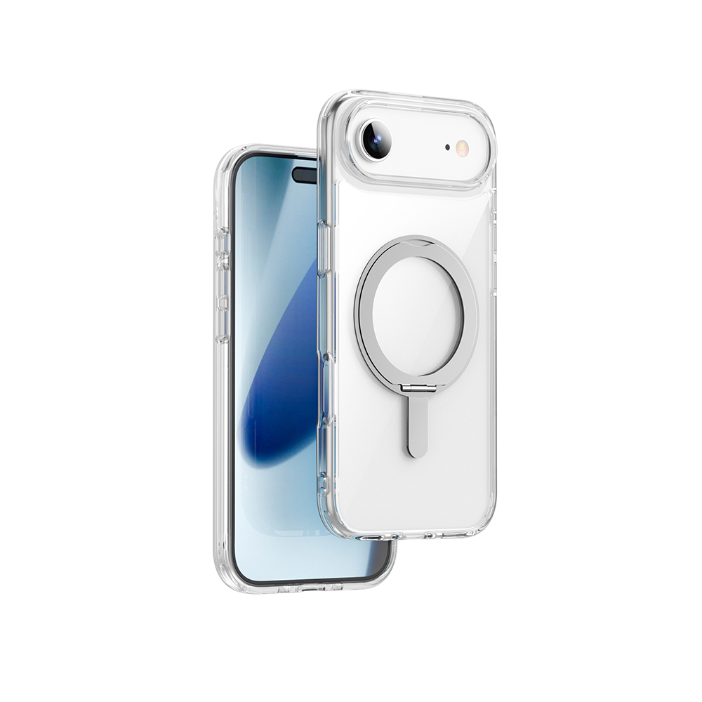 Apple iPhone 17 Air Kılıf M-safe Şarj Özellikli Wiwu MCC-201 iShield Ultra Serisi Standlı Crystal Sert PC Kapak - 1