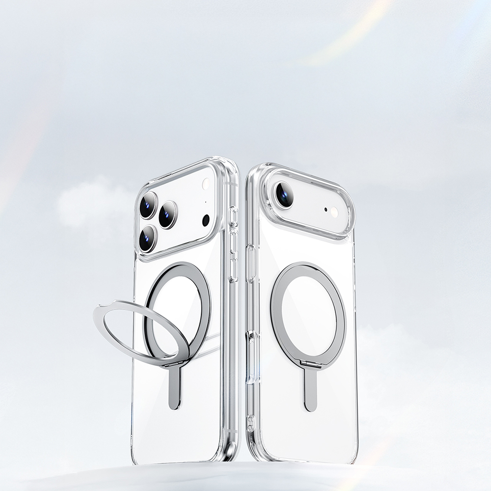 Apple iPhone 17 Air Kılıf M-safe Şarj Özellikli Wiwu MCC-201 iShield Ultra Serisi Standlı Crystal Sert PC Kapak - 6