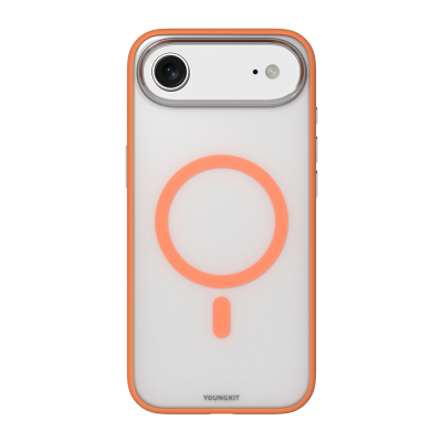 Apple iPhone 17 Air Kılıf M-safe Şarj Özellikli Youngkit Clear Serisi Kapak Turuncu