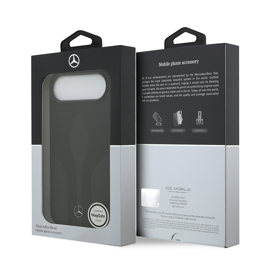 Apple iPhone 17 Air Kılıf Mercedes Benz Orjinal Lisanslı M-safe Şarj Özellikli Dokulu Desenli Deri Kapak - 9