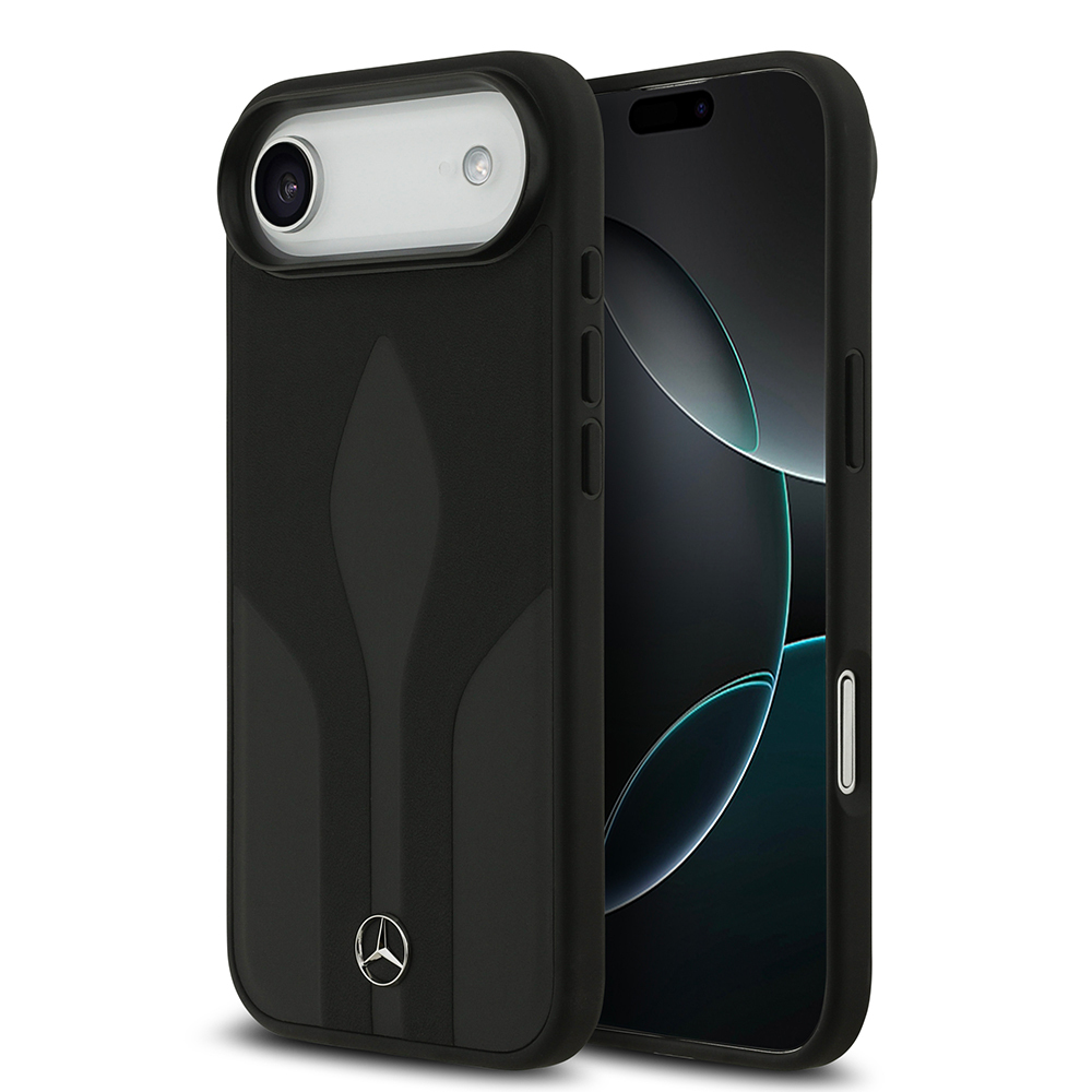Apple iPhone 17 Air Kılıf Mercedes Benz Orjinal Lisanslı M-safe Şarj Özellikli Dokulu Desenli Deri Kapak - 2