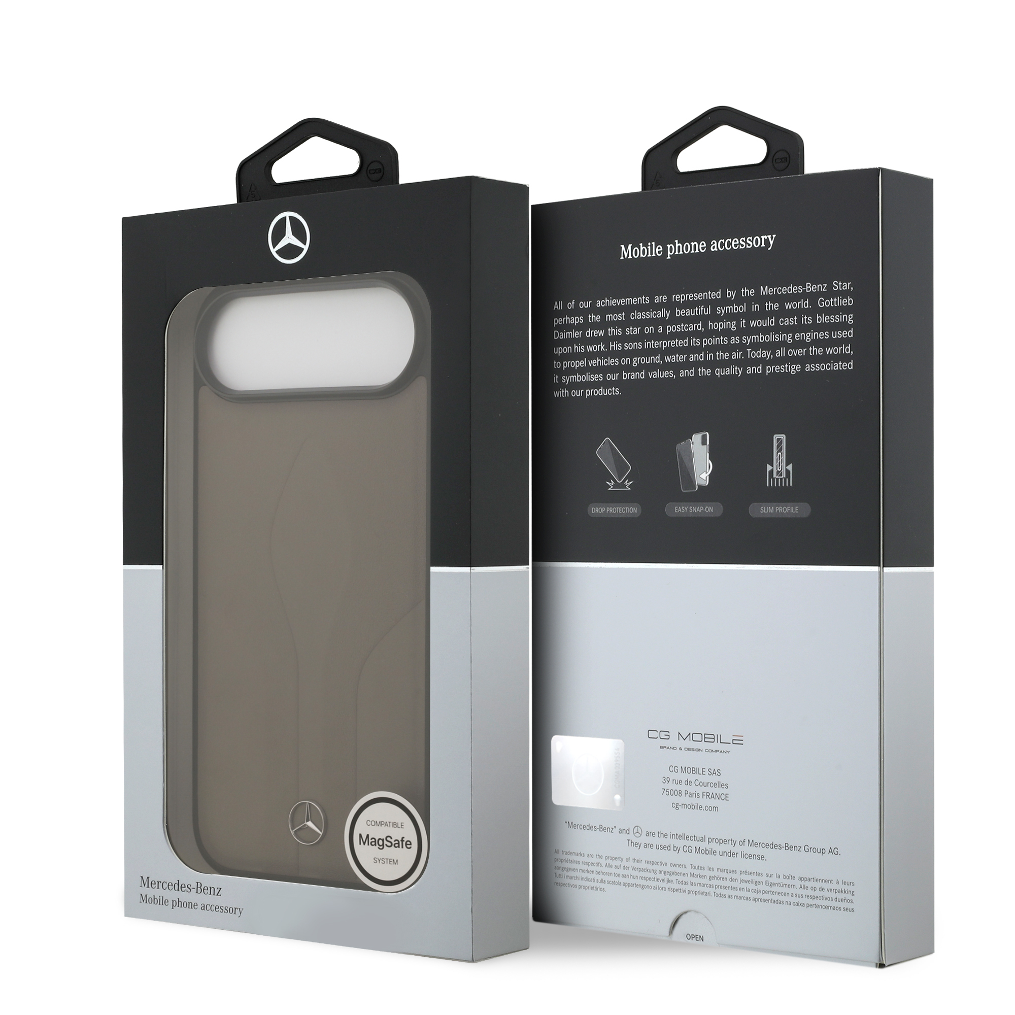 Apple iPhone 17 Air Kılıf Mercedes Benz Orjinal Lisanslı M-safe Şarj Özellikli Dokulu Desenli Deri Kapak - 17