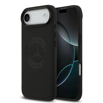 Apple iPhone 17 Air Kılıf Mercedes Benz Orjinal Lisanslı M-safe Şarj Özellikli Hakiki Deri Nostaljik Yıldız Dizayn Kapak Siyah