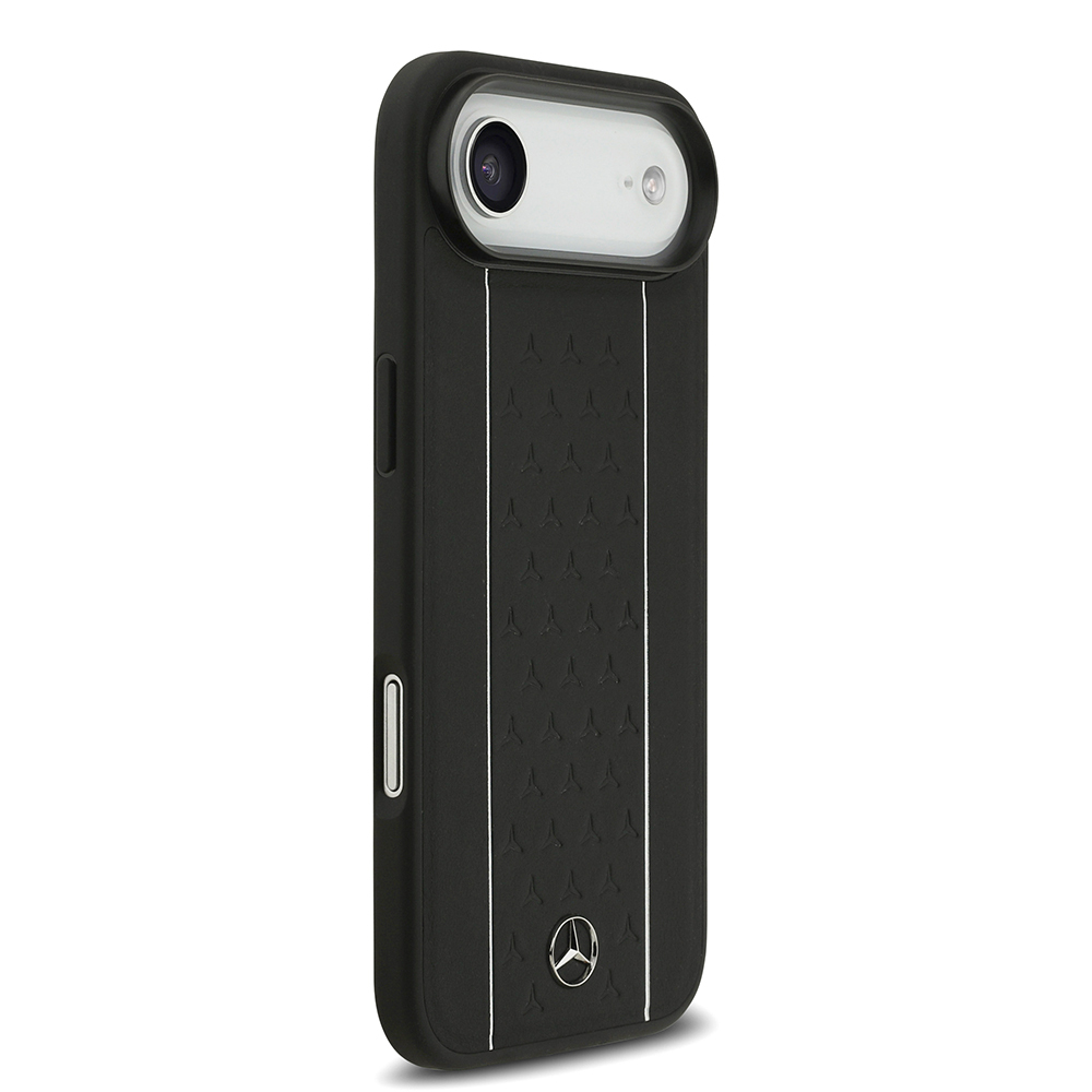 Apple iPhone 17 Air Kılıf Mercedes Benz Orjinal Lisanslı M-safe Şarj Özellikli Şeritli Yıldız Desenli Metal Logolu Deri Kapak - 5