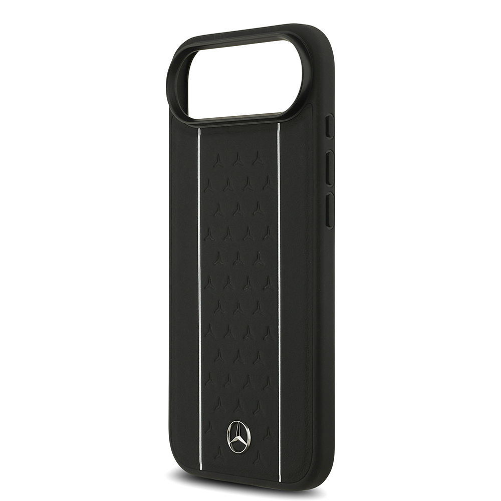 Apple iPhone 17 Air Kılıf Mercedes Benz Orjinal Lisanslı M-safe Şarj Özellikli Şeritli Yıldız Desenli Metal Logolu Deri Kapak - 7