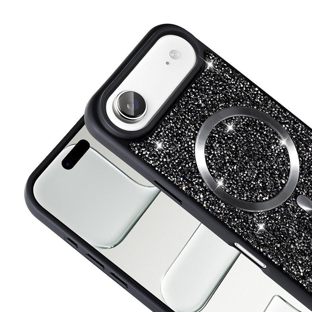 Apple iPhone 17 Air Kılıf Pırlanta Tasarımlı M-safe Şarj Özellikli Zore Mozaik Silikon Kapak - 10