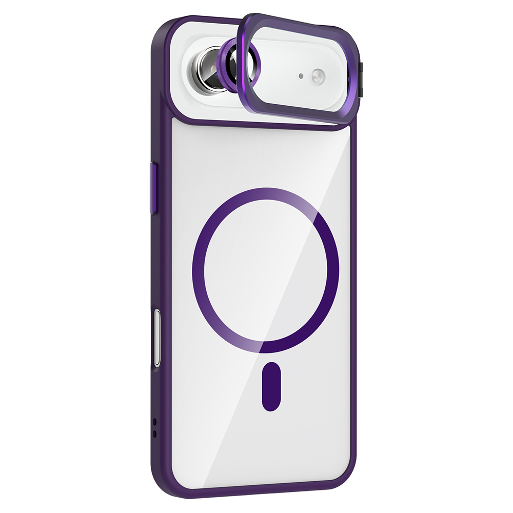 Apple iPhone 17 Air Kılıf Standlı ve Kamera Lens Hediyeli M-Safe Şarj Özellikli Zore Etro Kapak - 9