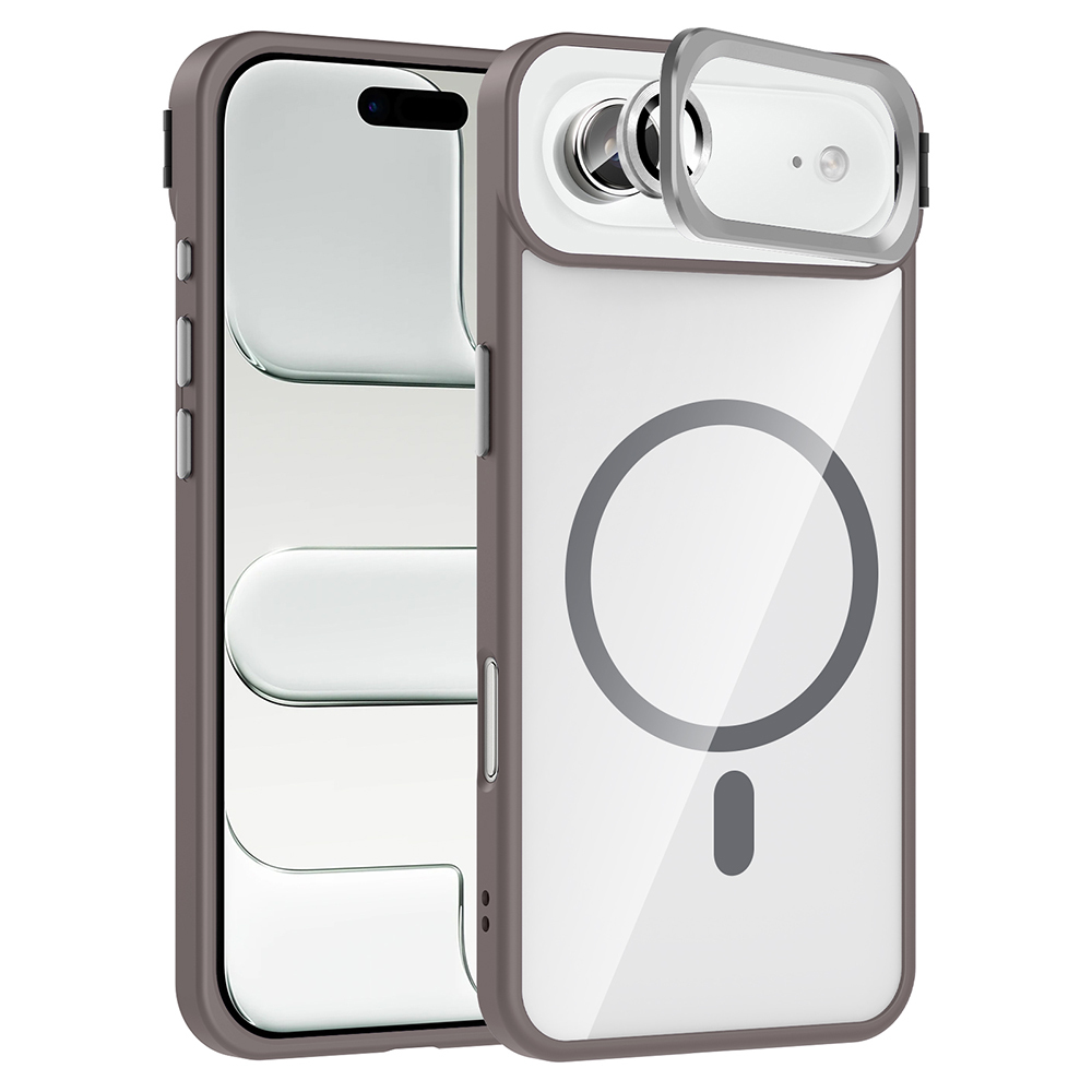 Apple iPhone 17 Air Kılıf Standlı ve Kamera Lens Hediyeli M-Safe Şarj Özellikli Zore Etro Kapak - 6