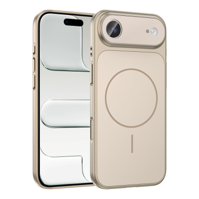 Apple iPhone 17 Air Kılıf Zore M-Safe Şarj Özellikli Kamera Korumalı Formen Kapak Gold