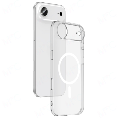 Apple iPhone 17 Air Kılıf Zore M-safe Şarj Özellikli Şeffaf Kamera Çerçeveli Porto Kapak Şeffaf