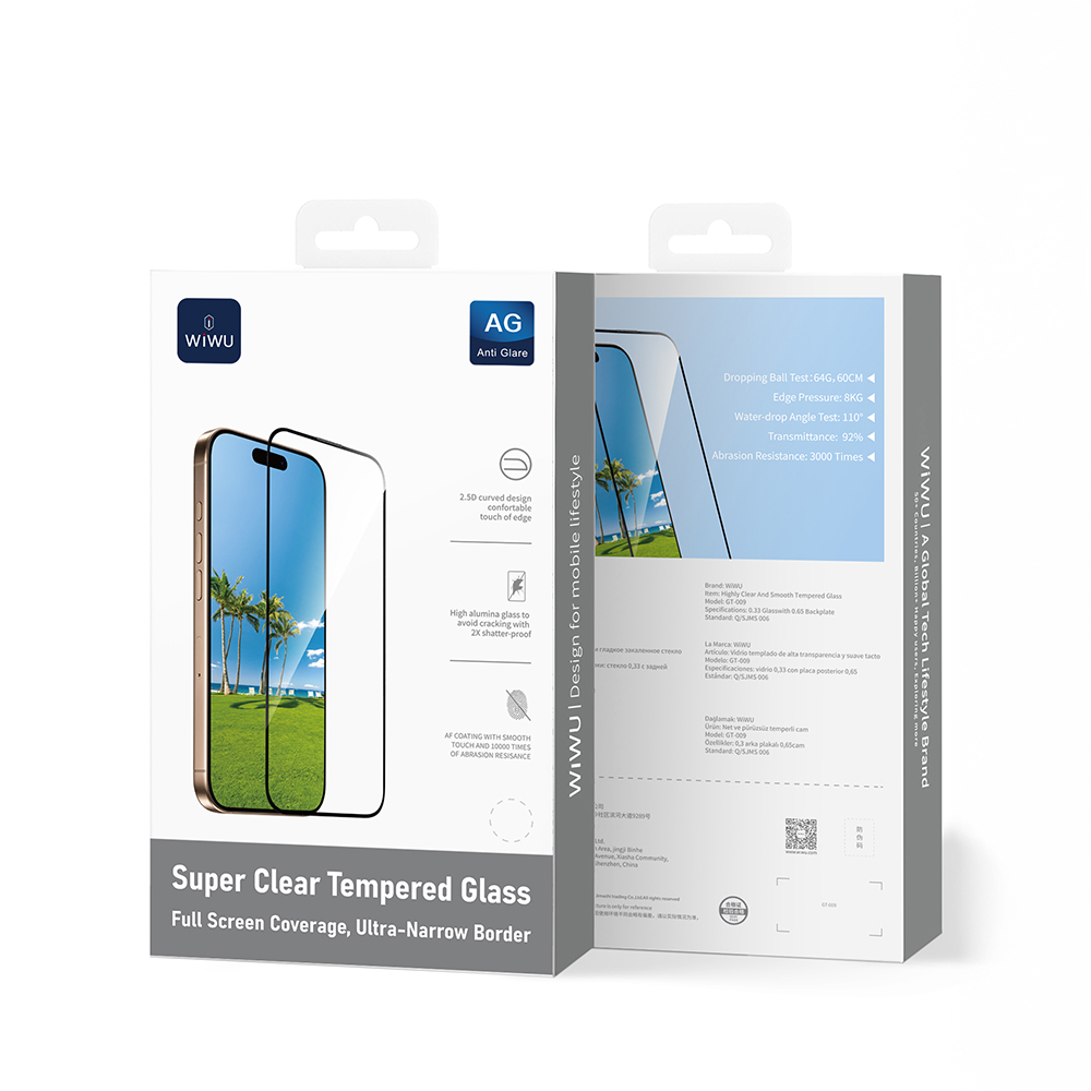 Apple iPhone 17 Air Wiwu GT-009 Polymer Oleophobic Coating Transparent Smooth Tempered Glass Screen Protector - 3