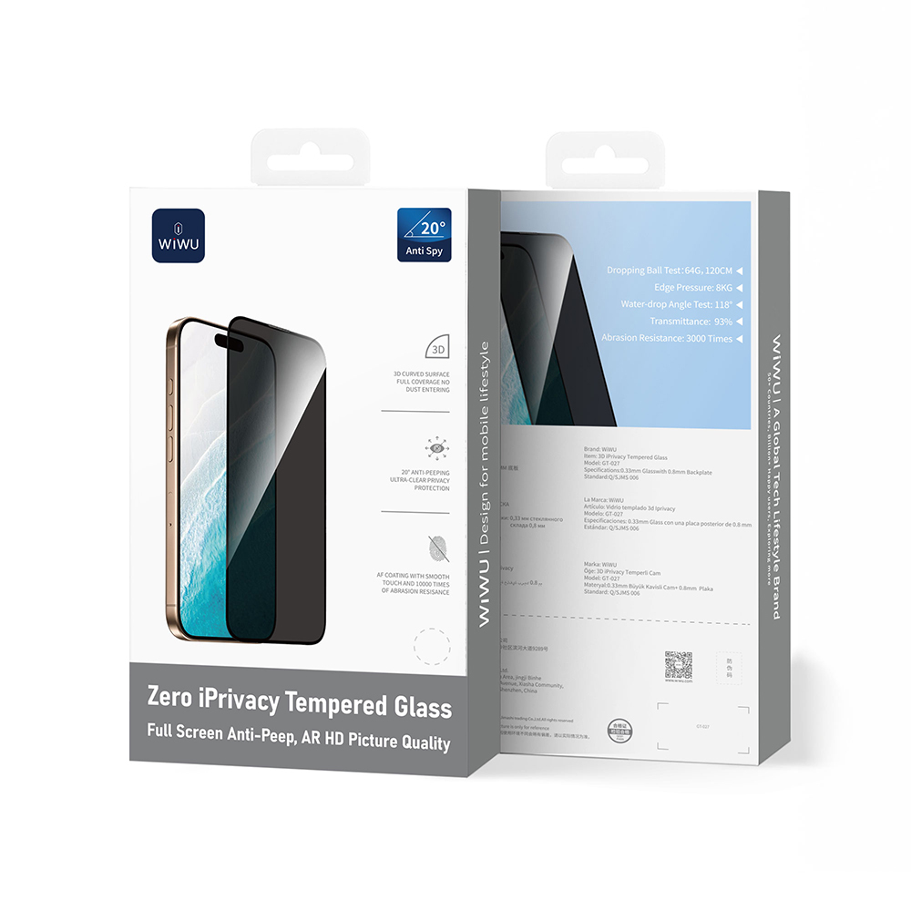 Apple iPhone 17 Air Wiwu GT-027 Zero Curved Privacy Parmak İzi Bırakmayan Temperli Cam Ekran Koruyucu - 3