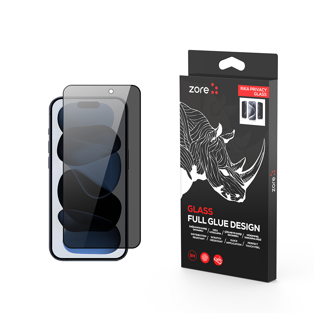 Apple iPhone 17 Air Zore Rika Premium Privacy Temperli Cam Ekran Koruyucu - 1