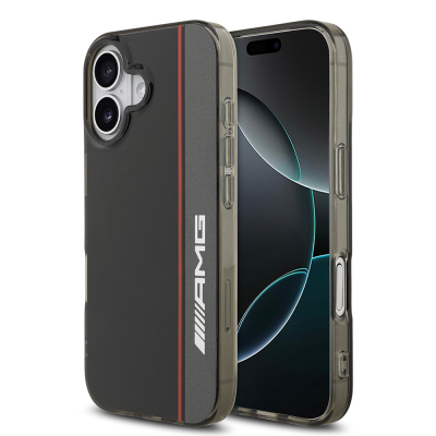 Apple iPhone 17 Case AMG Original Licensed M-Safe Charging Feature IML Print Logo Double Layer Bow Lines Cover Black