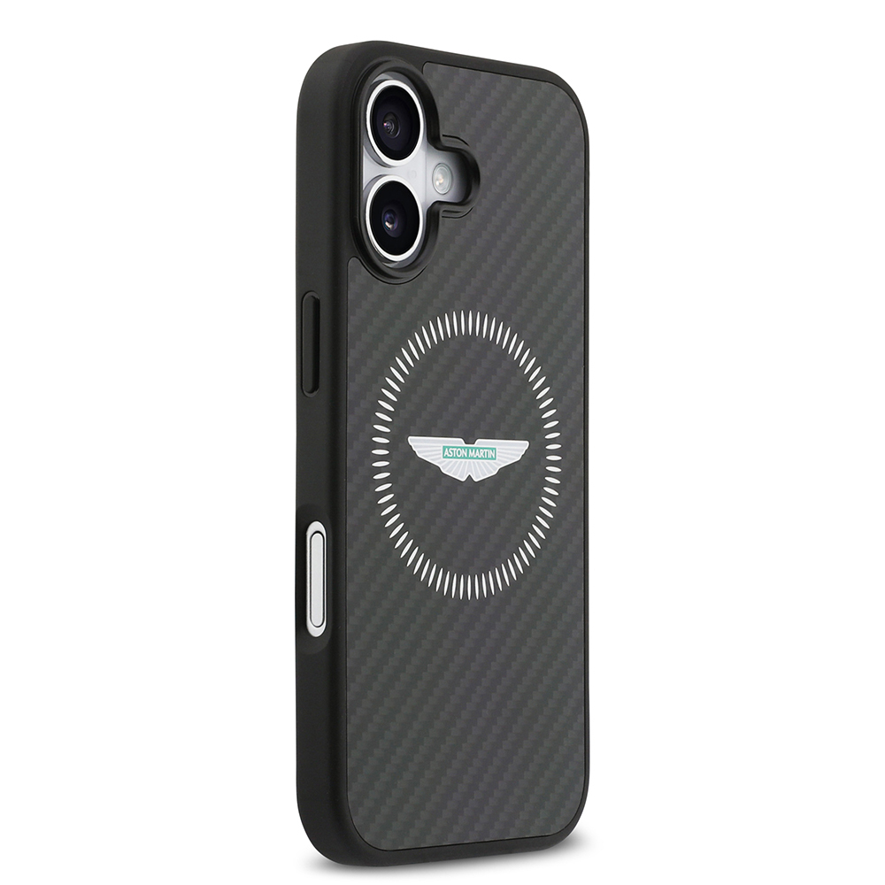 Apple iPhone 17 Case Aston Martin Original Licensed Carbon Fiber Kevlar Cover M-Safe Charging Feature - 5