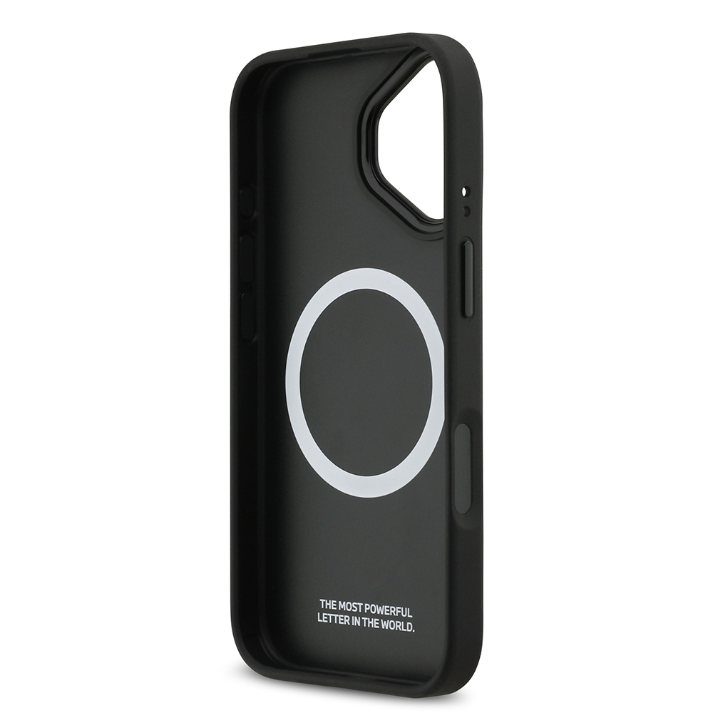 Apple iPhone 17 Case BMW Original Licensed M-safe Charging Feature Leather Back Surface Metal Logo Perforated Strip Design Cover - 24