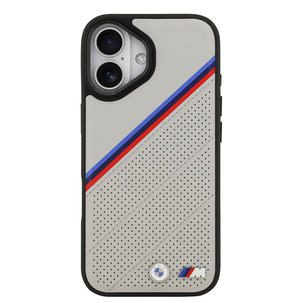 Apple iPhone 17 Case BMW Original Licensed M-Safe Charging Feature M Logo Three Stripe Perforated Leather Cover - 5