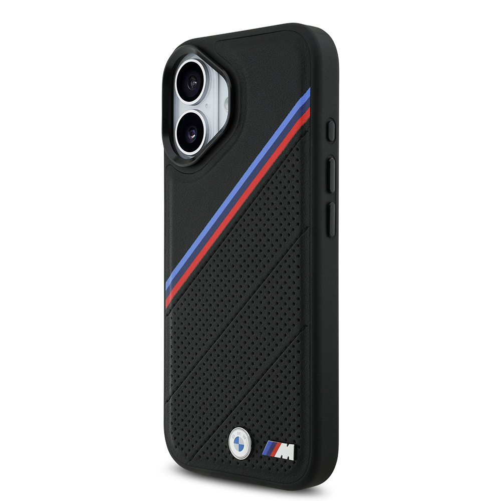 Apple iPhone 17 Case BMW Original Licensed M-Safe Charging Feature M Logo Three Stripe Perforated Leather Cover - 10