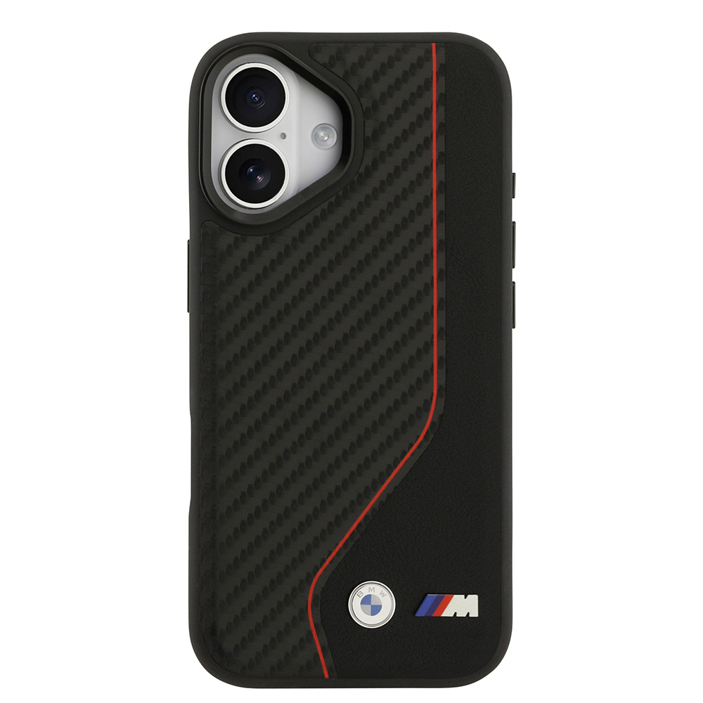 Apple iPhone 17 Case BMW Original Licensed M-Safe Charging Feature Metal BMW and M Logo PU Carbon Design Cover - 7