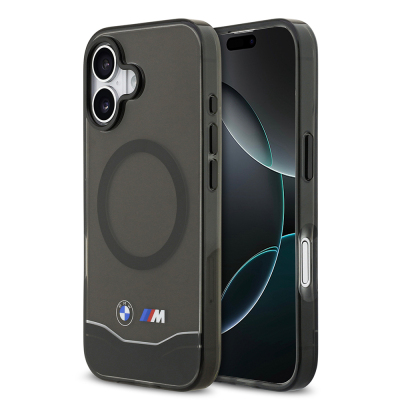 Apple iPhone 17 Case BMW Original Licensed M-Safe Charging Feature Metal Button Design Transparent M Design Cover Black