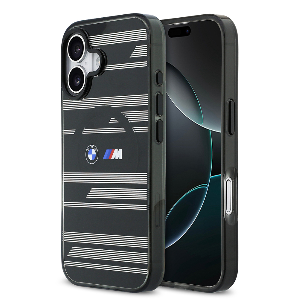 Apple iPhone 17 Case BMW Original Licensed M-Safe Charging Feature Metal Camera Button Horizontal Stripe M Design Cover - 2