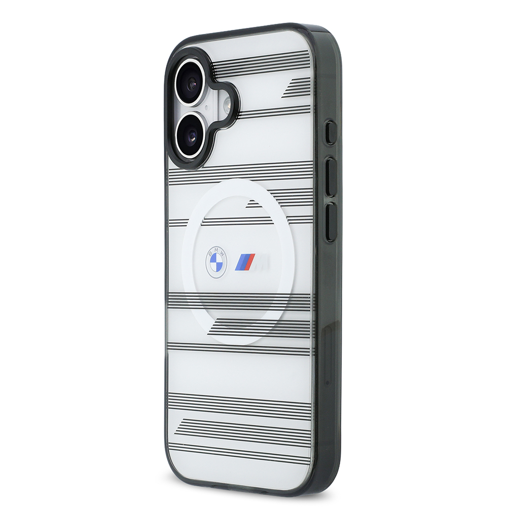 Apple iPhone 17 Case BMW Original Licensed M-Safe Charging Feature Metal Camera Button Horizontal Stripe M Design Cover - 11