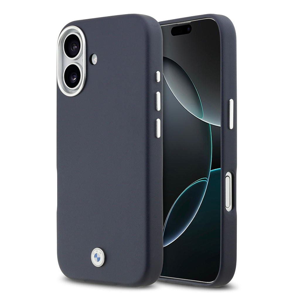 Apple iPhone 17 Case BMW Original Licensed M-Safe Charging Feature Metal Logo Full Cover Leather Cover - 3