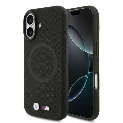 Apple iPhone 17 Case BMW Original Licensed M-Safe Charging Feature Metal Logo Perforated M Design Leather Cover Black