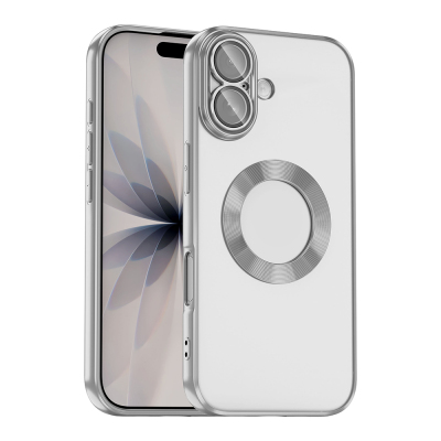 Apple iPhone 17 Case Camera Protection Logo Showing Zore Omega Cover Silver